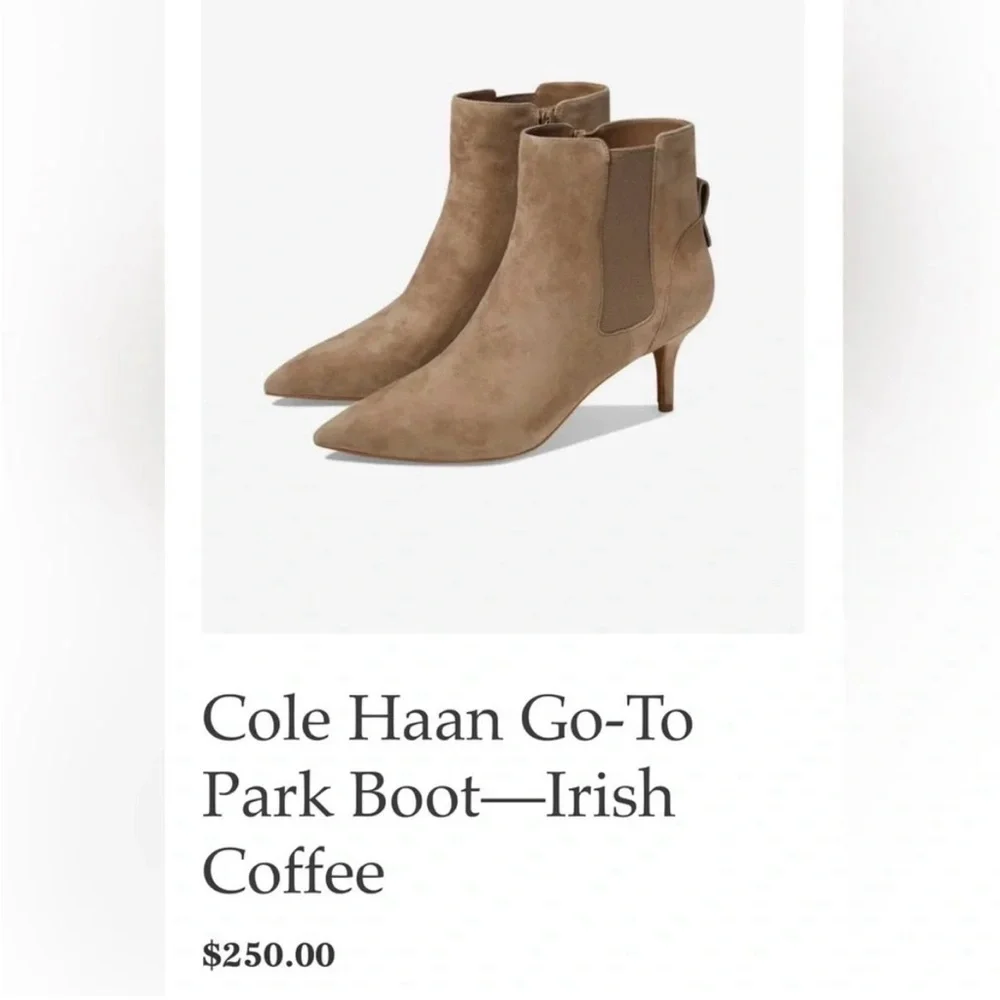Cole Haan NWOT Go-To Park Suede Leather Boot In Irish Coffee Taupe Size 6.5 - Picture 1 of 10